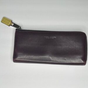 Marc Jacobs Dark Purple Wallet with Yellow Zipper